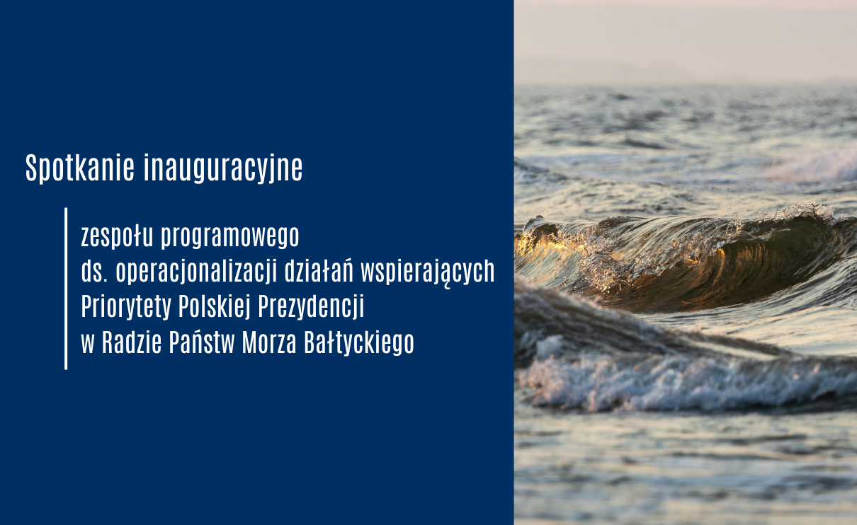 Plansza ze zdjęciem morza i hasłem Spotkanie inauguracyjne