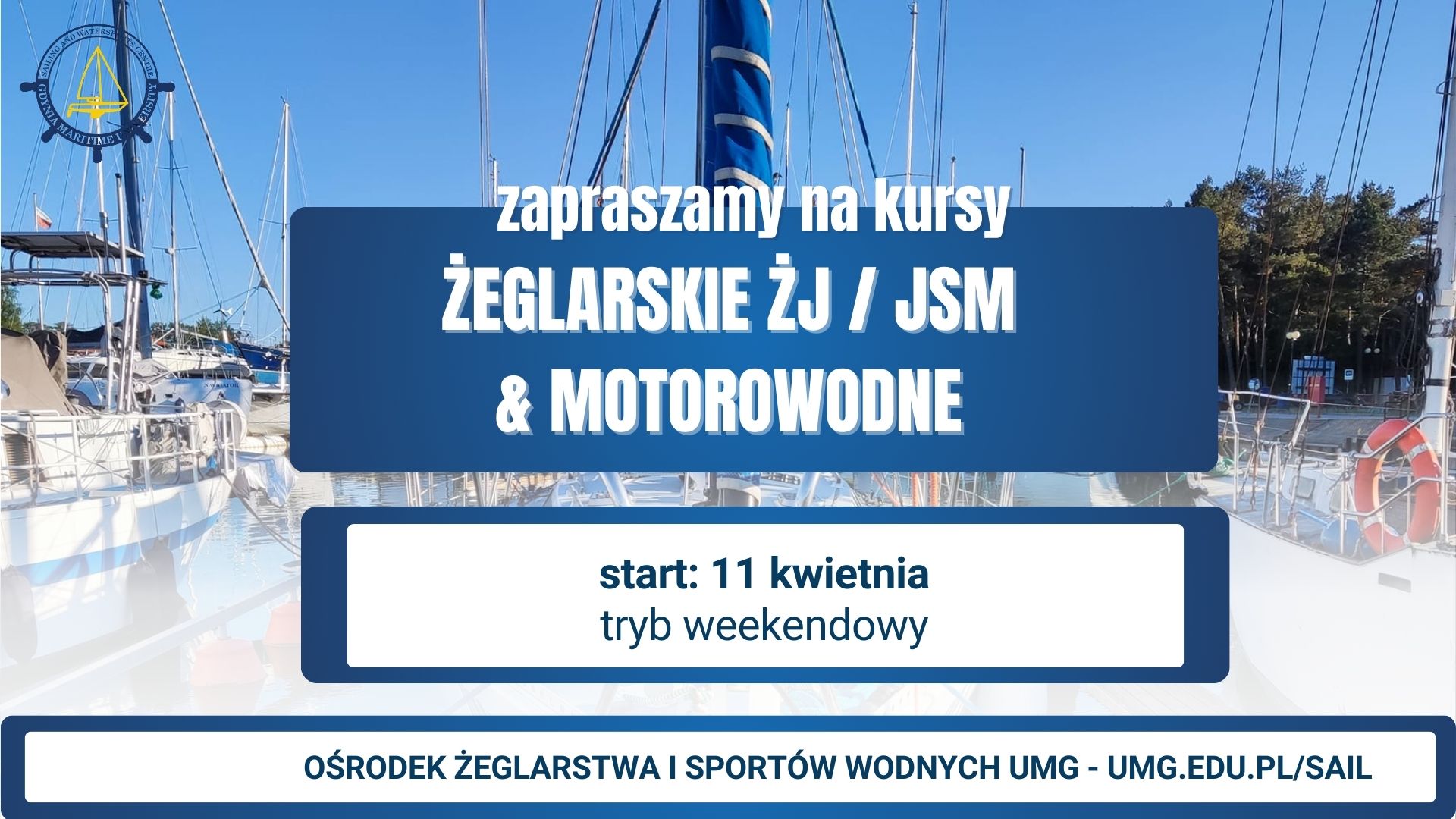 Plansza zapraszająca na kursy żeglarskie