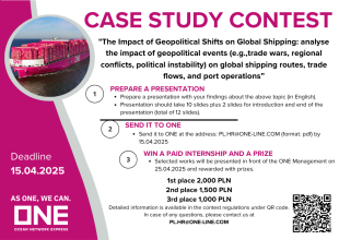 Plansza z informacjami nt. konkursu Case Study firmy ONE