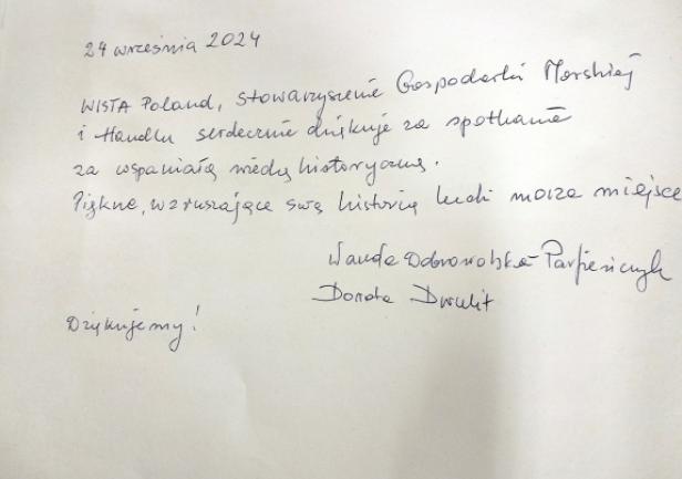 Wpis w księdze pamiątkowej Sali Tradycji Wpis w księdze pamiątkowej Sali Tradycji
