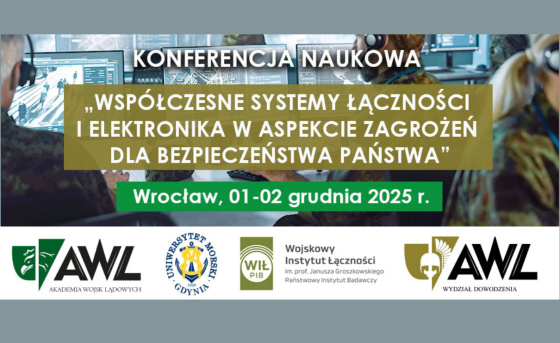 Grafika promująca konferencję naukową Współczesne systemy łączności i elektronika w aspekcie zagrożeń dla bezpieczeństwa państwa